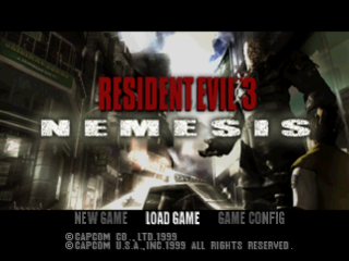 Resident Evil 3 Nemesis title screen for Playstation